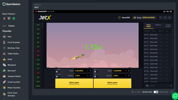 Sportsbet.io JetX Oynama Adımları
